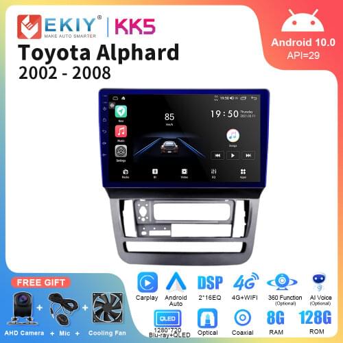 EKIY QLED DSP Android 10 Smart Car Radio For Toyota Alphard 2002-2011 WIFI Stereo Audio Vidio Multimedia Player GPS Navigation