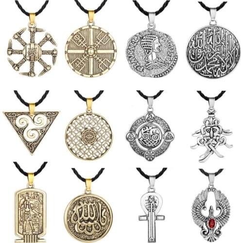 Multiple Gothic Viking Pendant Necklace Talisman Pagan Religious Men Slavic Women Steampunk Jewelry Tibetan Necklace Amulet