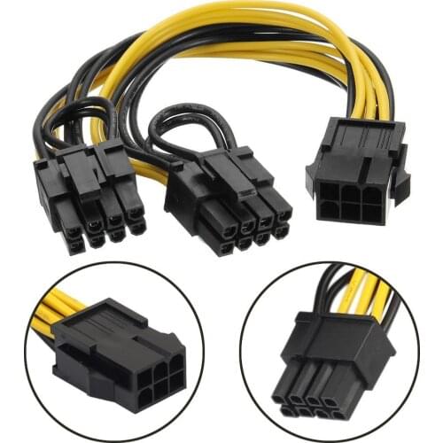 6 Pin to Dual PCIe 8 Pin (6+2) Graphics Card PCI Express Power Adapter GPU VGA Extension Cable Mining Card Power Cable