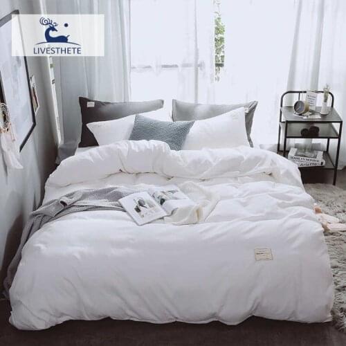 Liv-Esthete New Luxury White Bedding Set Soft Home Duvet Cover Flat Sheet Double Queen King Adult Bed Linen Bed Sheet As Gift