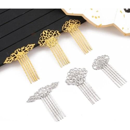 Five Teeth Cast Copper Comb Welding Laminate Antique Style Headdress Material with Negative Film Hairpin Accessories