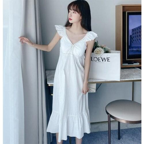 Lovely princess sweet pajamas Womens summer new sexy nightdress Korean version bra suspender nightgown sleepwear home clothes