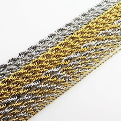 2/2.5/3/4/5/6/7mm 45cm-80cm Rope Chain Fashion Stainless Steel Twisted Rope Necklace For Man & Women Fashion Jewelry