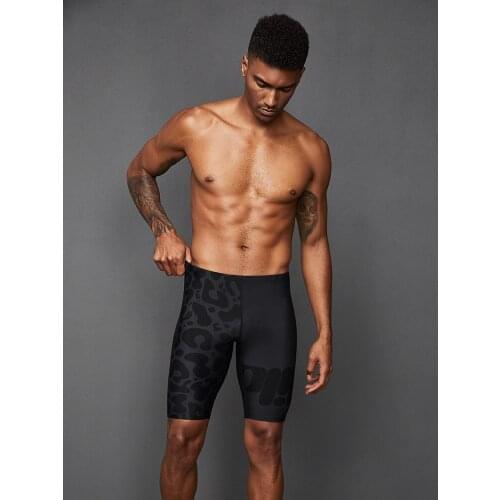 RTAAN swimming trunks mens anti embarrassment Capris Fashion Sexy Leopard loose large hot trunks set Professional swimwear