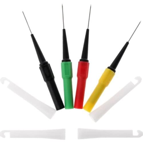 4pcs 0.7mm Piercing Probes Kit Multimeter Pen Probe Mini Wire Piercer Car Repair Test Line Socket Insulation Piercing Probe Tool