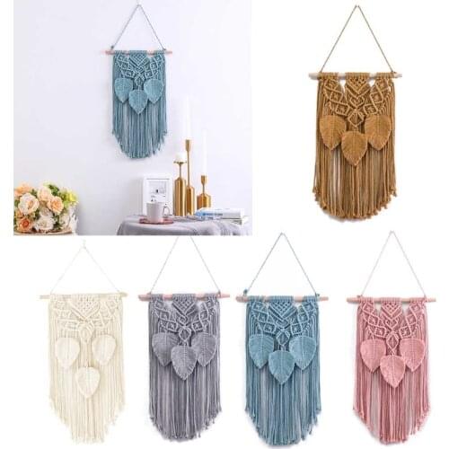 Handmade Tassel Leaves Macrame Nordic Style Wall Hanging Tapestry Boho Kids Room Nursery Decor Photo Props M6CE