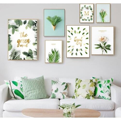 Nordic Style Plant Flower Green Leaf Poster Canvas Painting Wall Picture Living Room Home Wall Modern Art Decor Canvas