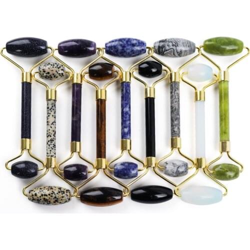 Jade Stone Face Roller Massager Facial Slim Lifting Tool Natural Amethyst Jade Roller Stone Wrinkle Remove Skin Beauty Care Tool