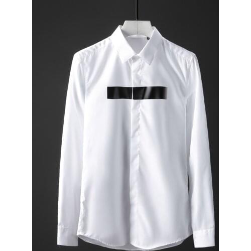 New 100% Cotton Men Shirt Camisa Masculina Fashion Resin Printing Long Sleeve Mens Dress Shirt Trend Slim Fit Mens Dress Shirts