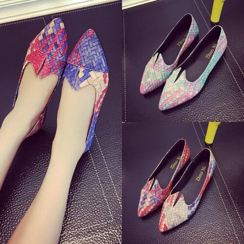 New women flats casual fashion shoes mixed colors slip on pointed toe vintage for spring autumn solid office lady brand ruideng