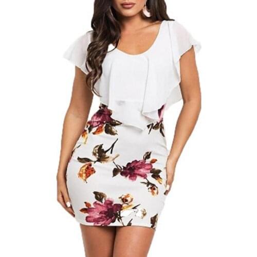 Fake Two Piece Bodycon Dress Fake Two Piece Flower Printed Net Yarn Stitching Sleeveless Mini Dress Party Dress Clubwear Summer