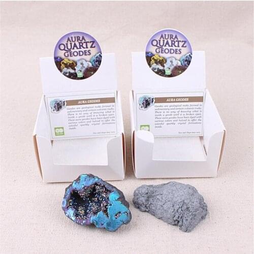 Wholesale 6boxes/lot New Style Electroplated Agatess Stone Set Crystal Cave Cornucopian Ore Box Random Sent Irregular in Shape
