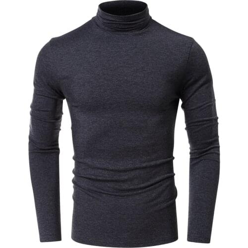PARKLEES Turtleneck for Men Solid Color Slim Elastic Thin Pullover Men Spring Autumn Turtleneck Men Knitting Brand Sweater Men