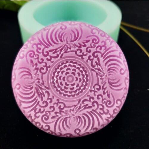 PRZY single hole round printing soap mold silicone soap SOY handmade flower fragrance mold soap making mold resin clay mold