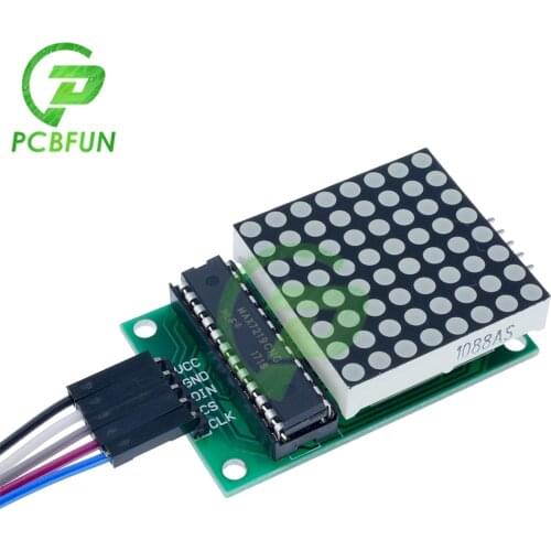 MAX7219 Dot Led Matrix Module Red with Cable Drive 8x8 Common Cathode Lattice for 51 MCU VCC 5V GND GND DIN P22 CS P21 CLK P20