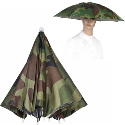 Foldable Elastic Band Hands Free Waterproof Sun Umbrella For Fishing Headwear Caps Convenient Head Hats Accessories