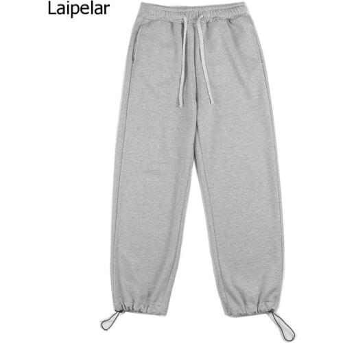 Sweatpants Mens Fashion Solid Color Cotton Casual Joggers Pants Men Streetwear Wild Hip-Hop Loose Trousers Mens Track Pants