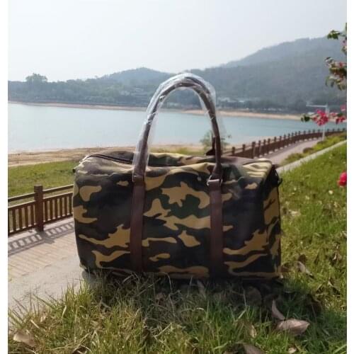 New Fashion Cow Weekender Tote Bag With PU Handle Canvas Large Travel Sunflower Handbag Shoulder Women Camouflage Weekend Bag