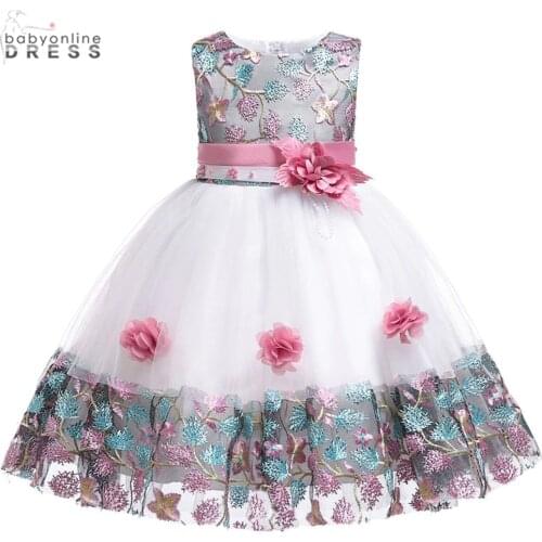 2020Flower Girls Tulle Dresses Lace Wedding New Flower Girls Dresses In Stock бантики для девочек Birthday Banquet Girls