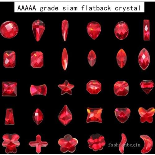 High quality 20p siam flatback crystal glass stones nail rhinestones Nail art Decoration diamond ornament manicure accessories
