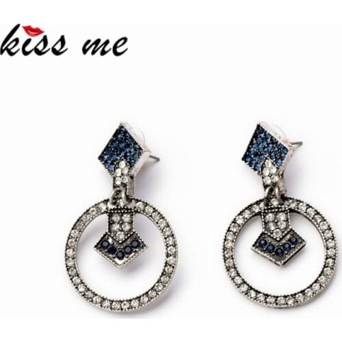 KISS ME 2017 Statement Jewelry Trendy Rhinestone Round Star Drop Earrings Factory Wholesale