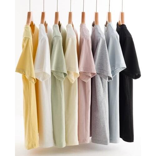 Womens Cotton T-shirt round Neck Summer New Black Korean Style Solid Color Half Sleeve White T Loose White Short-Sleeve Top