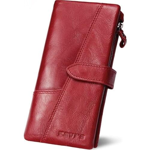 Womens leather wallets, long leather womens wallets, top layer of cowhide, fashion-linked clutches