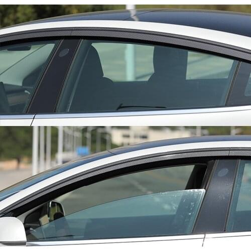 4 Pcs Side Window Deflector Visor Weather Shield Sun Rain Guards For Tesla Model 3 2017-2021 Carbon Fiber Accessories Plating