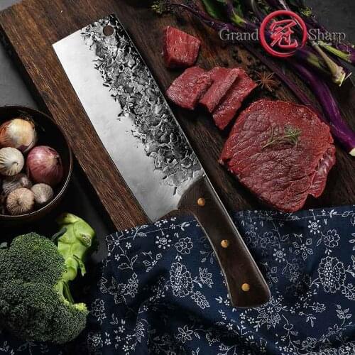 7.5'' Chef Knife Handmade Forged High-carbon Steel Kitchen Knives Cleaver Filleting Slicing Butcher Cooking Tools Grandsharp