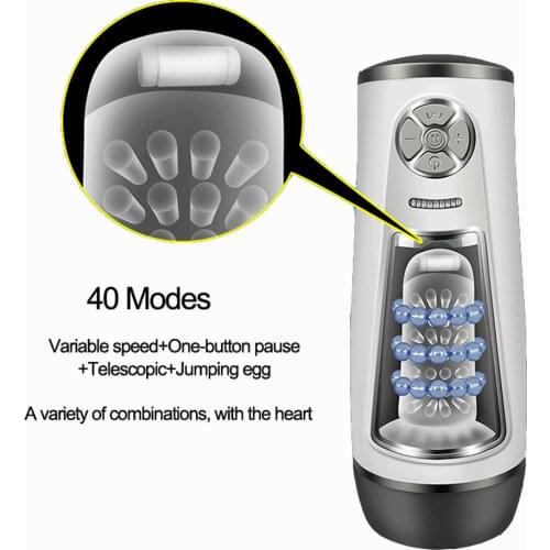 Automatic Masturbator for Men Sex Rotating Beads Vibrating Real Vagina Pussy Aircraft Cup Electric Oral Licking Masturbation Cup