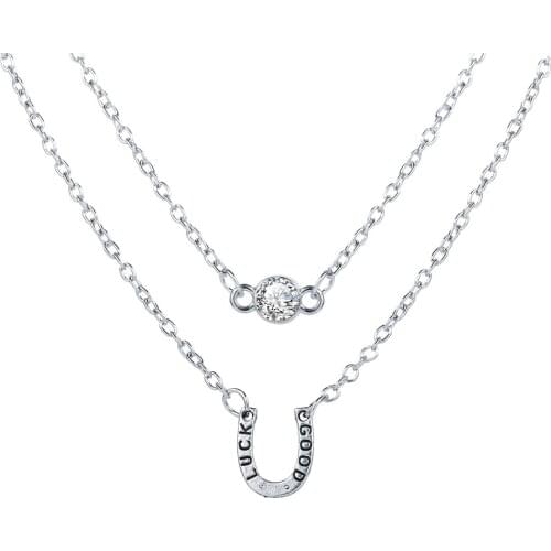 32a50 Korean fashion style crystal horseshoe multilayer short necklace neck chain clavicle chain