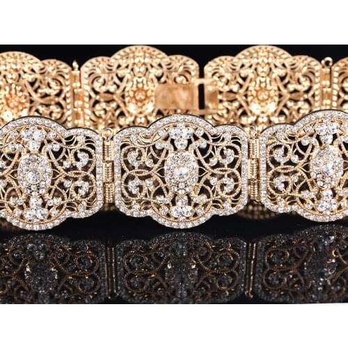 Full Crystal Morocco Caftan Belt Luxury Arabic Belly Chain for Women Trendy Abaya Kaftan Jewelry Betls Muslim Body Jewelry