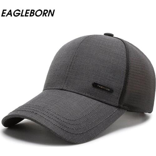 EAGLEBORN New Summer Men Baseball Cap Simple Dad Hat Mesh Cap High Quality Middle-aged Summer Breathable Baseball Cap Sun Hat