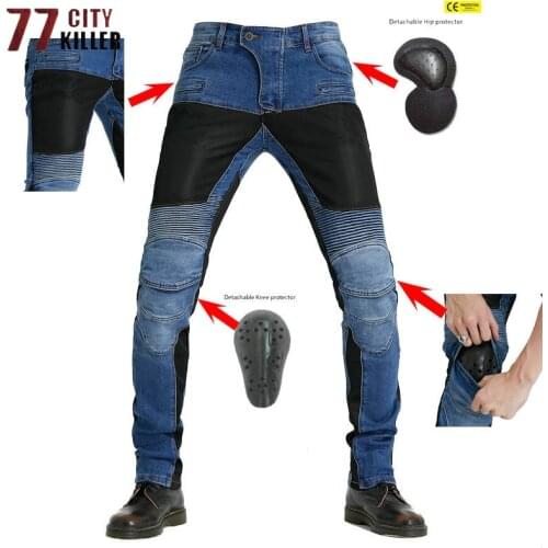 Anti-fall Motorcycle Denim Pants Men Classic Patchwork Joggers Women Multi-pocket Motocross Riding Jeans With Protective Pads