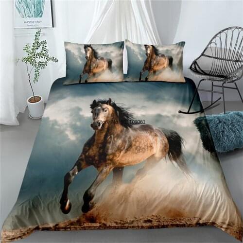 Wild Running Horse 3d Bedding Set King Queen Double Full Twin Single Size Bed Linen Set Children and Adults Bedroom Decoration
