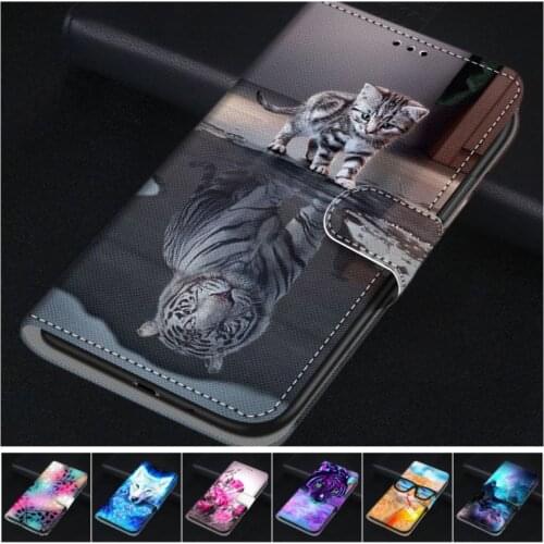 Card Pocket Kids Leather Case For Samsung A01 A21 A51 A71 A70S Book Style Phone Bag Footprint Cat Tiger Wolf Boy Girl Coque P08F