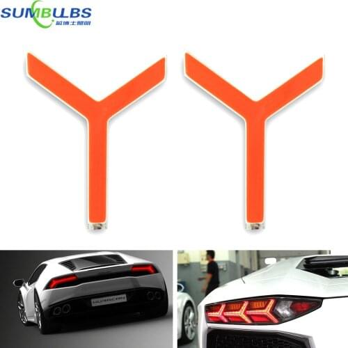 2pcs/lot Lamborghini Car Brake Tail Lamp LED Light Red Color COB Chip On Board Lighting Source DC 12V 24V Bulb with LED Driver