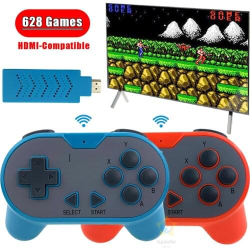 HotSale Build In 628 Classic Games mini Console Dual Gamepad USB Wireless Handheld TV Video Game Console HDMI-Compatible Output