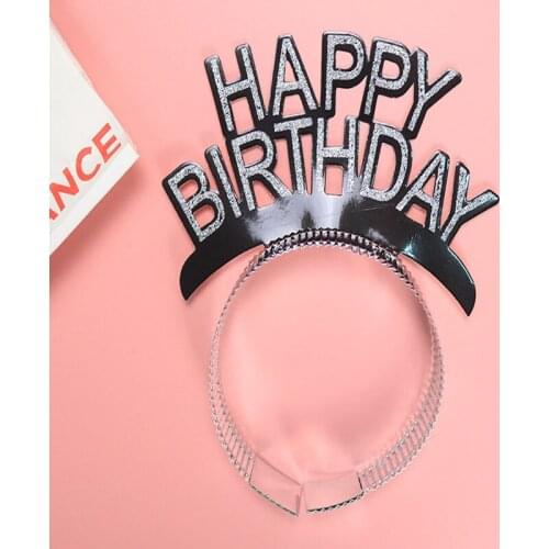 Fashion Paper Gold Silver Party Girl Happy Birthday Hairband Hair Accessories Headband Headwear For Party Supplies Gift