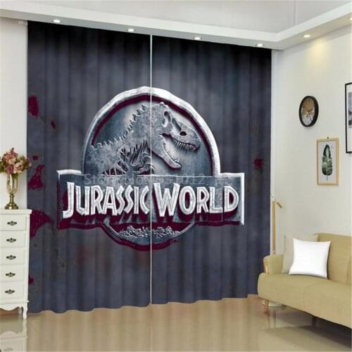 Fashion Jurassic Park Dinosaur Blackout Curtains for Living Room Cartoon Kids Window Drapes Ultra-thin Cartoon Curtain