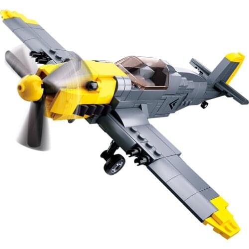 289Pcs WW2 Military Germany Army Air Forces BF-109 Fighter Plane Model Building Blocks Sets Kit DIY Creator Bricks Kids Toys