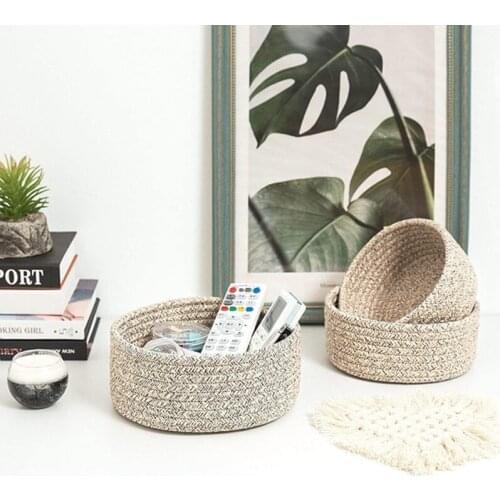 Woven Storage Basket Multifunctional Large Capacity Retro Desktop Storage Tool for Bedroom Kitchen Living Room Storage Baskets