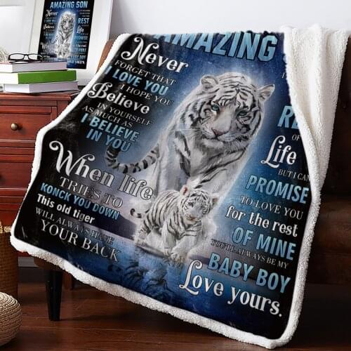 Tiger Gift For Son Blanket for Beds Sofa Fleece Throw Blanket Winter Bedclothes Bedspread Cashmere Blanket