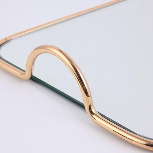 Retro Style Rectangular Mirrored Tray w/Handles Makeup Perfume Organizer Decorative Vanity Trays for Bathroom Dressing Table