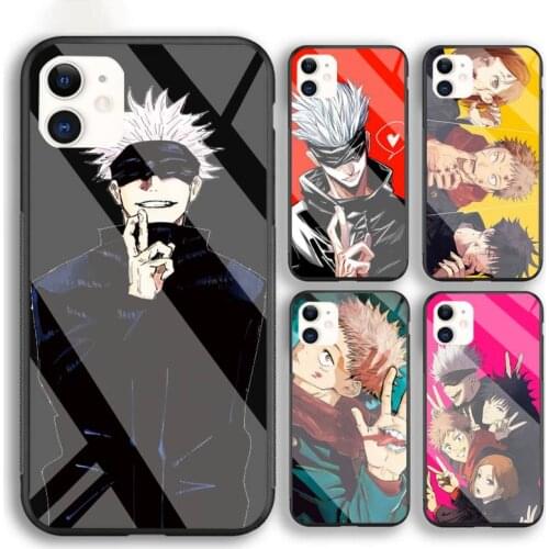 Hot Serial Anime Jujutsu Kaisen Gojo Satoru Phone Case For Iphone 6 6s 7 8 Plus XR X XS XSmax 11 12 Pro Mini Max Tempered Glass