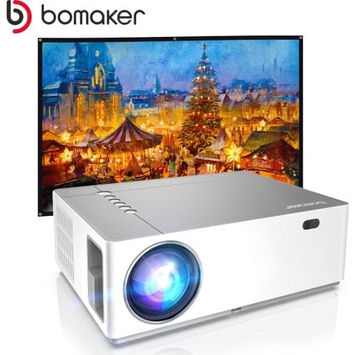BOMAKER 1080p Projector Option Android 10.0 1920x1080 Full HD LED Home Theater Video Projector for Smartphone Tablet PC Cinema