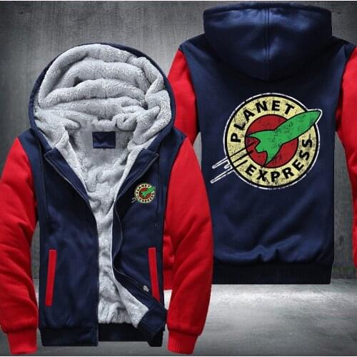 Drop shipping USA Size Adult Men Women Planet Express Thicken Hoodie Zipper Coat Winter Fleece Warm Hooded Jackets Free shipping