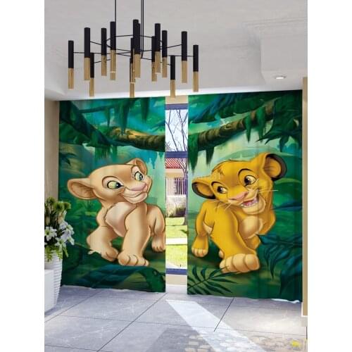 Simba Lion King 3D Blackout Curtains Bedroom Living Room Kitchen Decorations for Children Birthday Gift Disney Home Textiles