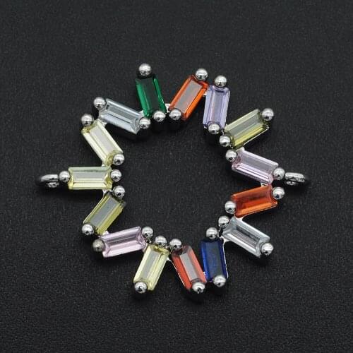 23x25mm 100% CZ Zircon DIY Jewelry Flower Connectors Charm Wholesale Bulk Order Discounts OEM Order Accepted Factory Sale
