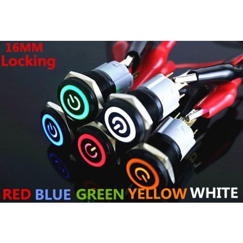 16mm hole LED metal eye corner power button switch self-locking button diameter 10mm high quality H